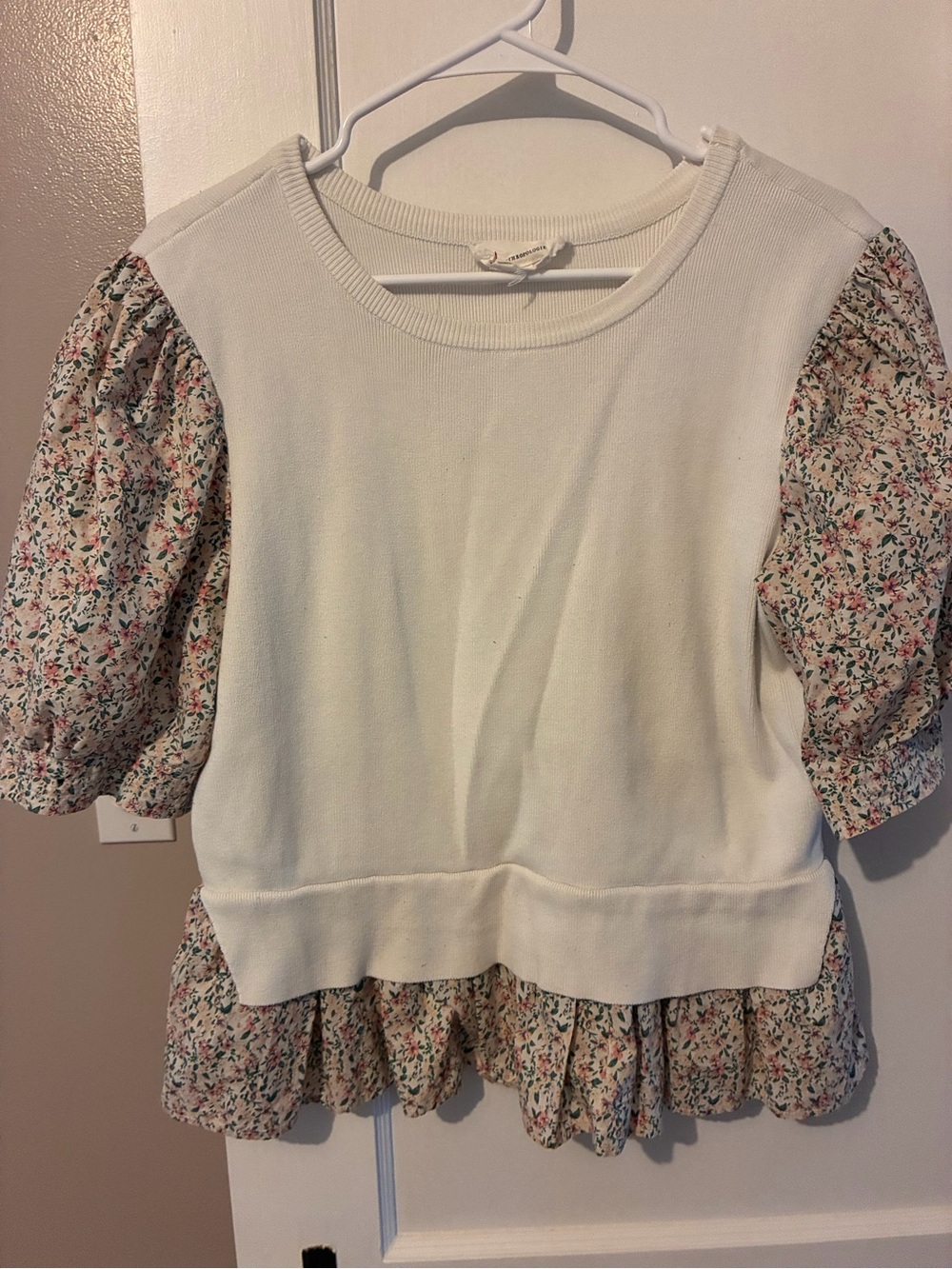 Anthropologie Layered Poplin Sleeve Sweater